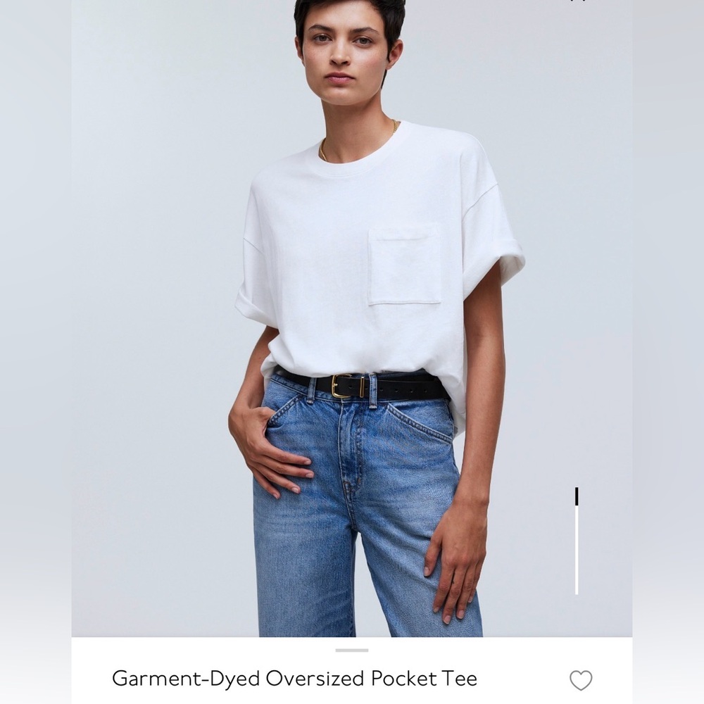 Madewell Oversized boxy White Short Sleeve Pocket Tee